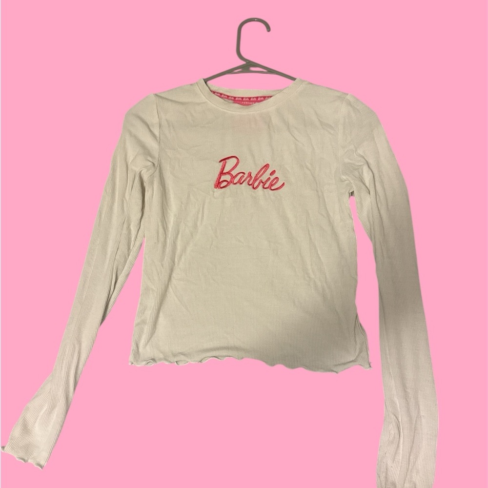 Y2K style Barbie embroidered long sleeve shirt